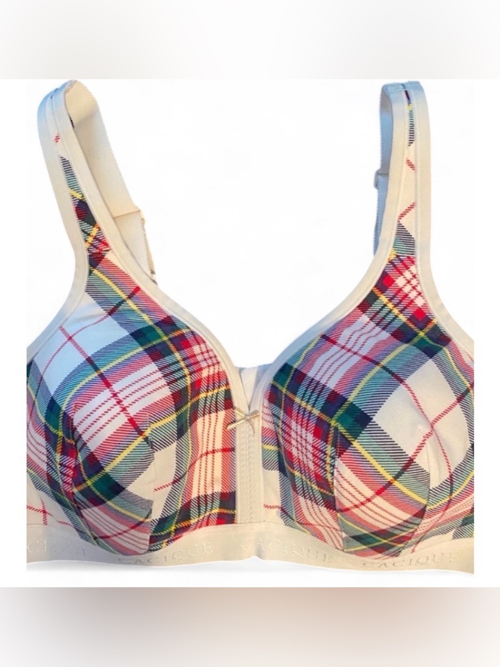 Lane Bryant Cacique Plaid Cotton Lightly Lined No-Wire Bra - Picture 5 of 13